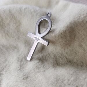 Theda Vintage Ankh Cross 925 Sterling Silver Pendant Necklace